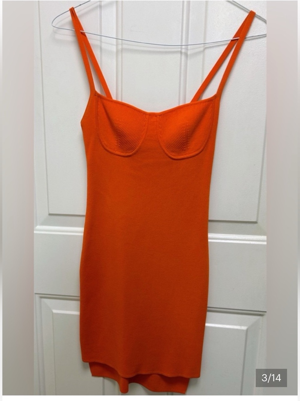 MABLE Orange Bodycon Mini Dress with Spaghetti Straps - Picture 3 of 8